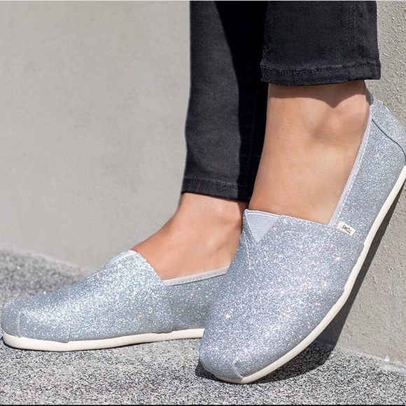 silver sparkly slip on shoes